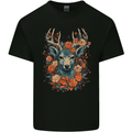 A Fantasy Deer With Flowers Mens Cotton T-Shirt Tee Top Black