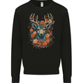 A Fantasy Deer With Flowers Mens Womens Kids Unisex Black Kids Sweatshirt