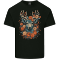 A Fantasy Deer With Flowers Mens Womens Kids Unisex Black Kids T-Shirt