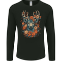 A Fantasy Deer With Flowers Mens Womens Kids Unisex Black Mens L\S T-Shirt