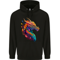 A Fantasy Dragon Mens 80% Cotton Hoodie Black