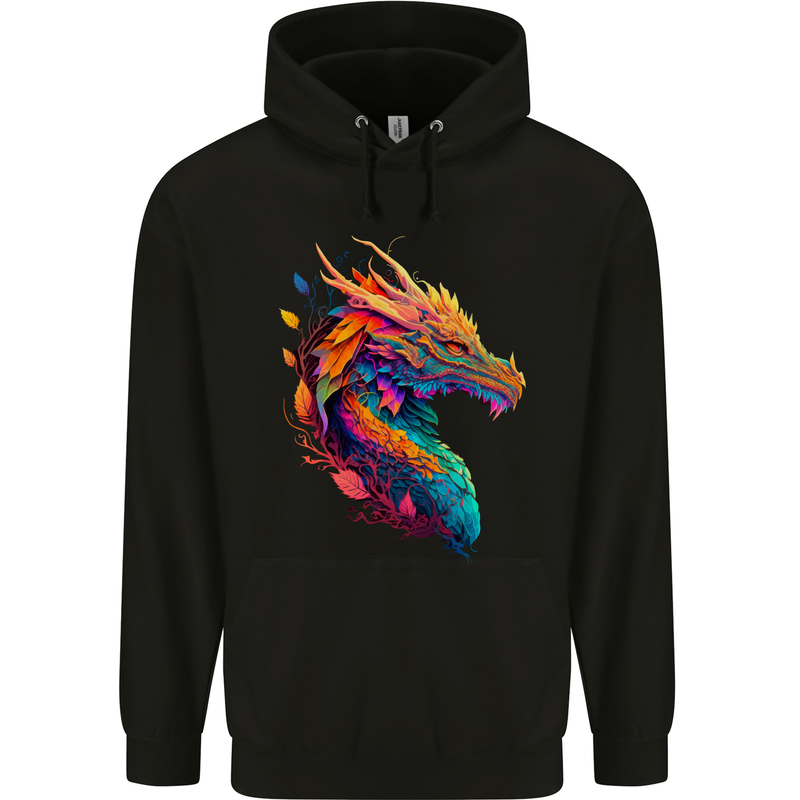 A Fantasy Dragon Mens 80% Cotton Hoodie Black