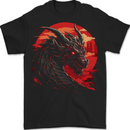 A Fantasy Dragon With a City Backdrop Mens T-Shirt 100% Cotton BLACK