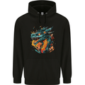 A Fantasy Fire Dragon Mens 80% Cotton Hoodie Black