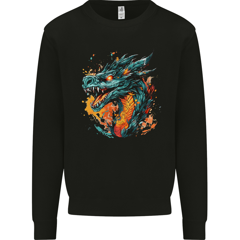 A Fantasy Fire Dragon Mens Sweatshirt Jumper Black