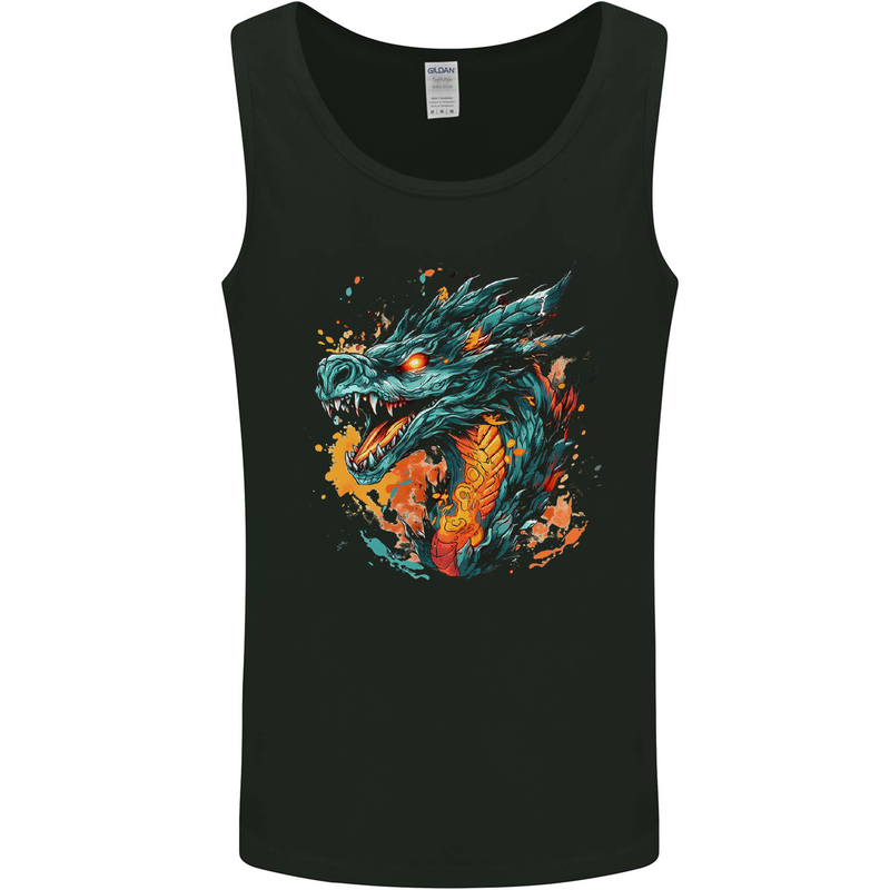 A Fantasy Fire Dragon Mens Vest Tank Top Black