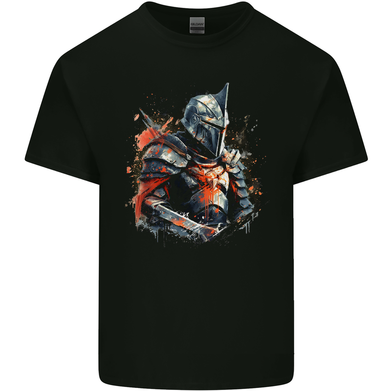 A Fantasy Medieval Knight in Armour Kids T-Shirt Childrens Black