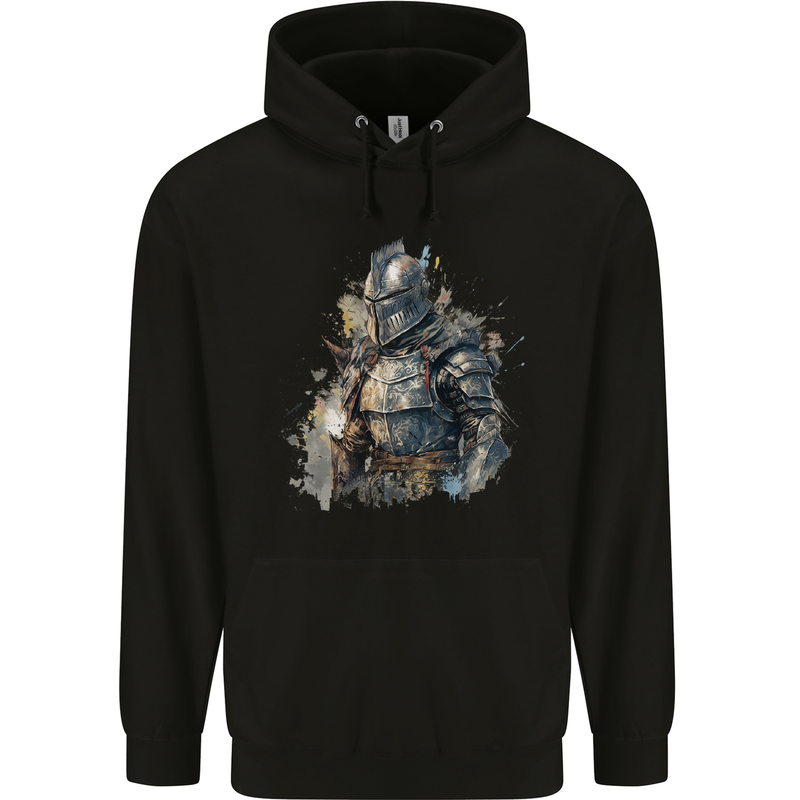 A Fantasy Medieval Knight in Armour Mens 80% Cotton Hoodie Black
