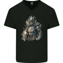 A Fantasy Medieval Knight in Armour Mens V-Neck Cotton T-Shirt Black