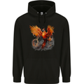 A Fantasy Phoenix Childrens Kids Hoodie Black