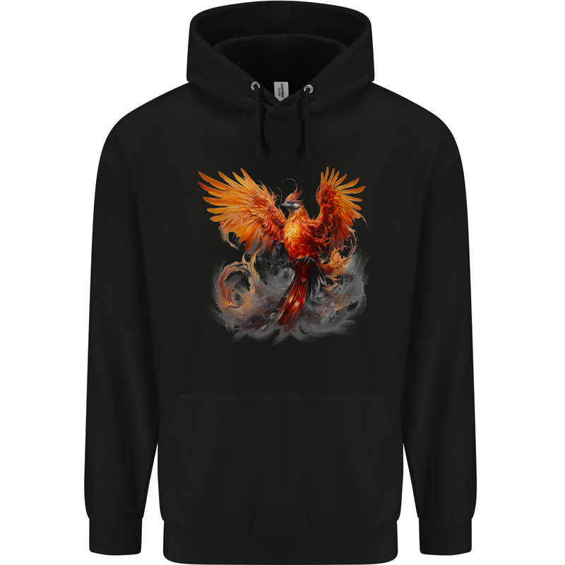 A Fantasy Phoenix Mens 80% Cotton Hoodie Black