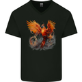 A Fantasy Phoenix Mens V-Neck Cotton T-Shirt Black