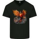 A Fantasy Phoenix Mens V-Neck Cotton T-Shirt Black