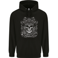 A Fantasy Pirate Skull Mens 80% Cotton Hoodie Black