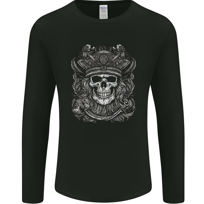 A Fantasy Pirate Skull Mens Long Sleeve T-Shirt Black