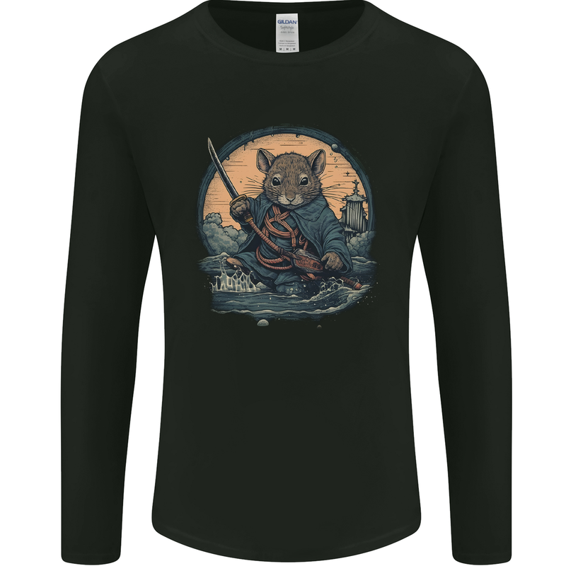 A Fantasy Samurai Mouse Mens Long Sleeve T-Shirt Black