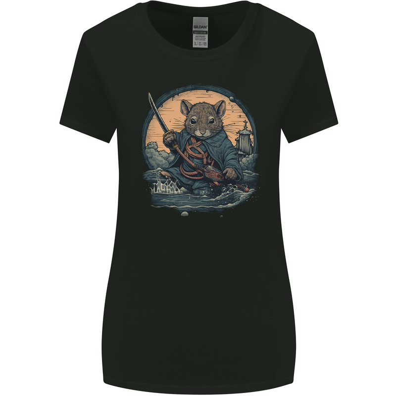 A Fantasy Samurai Mouse Womens Wider Cut T-Shirt Black