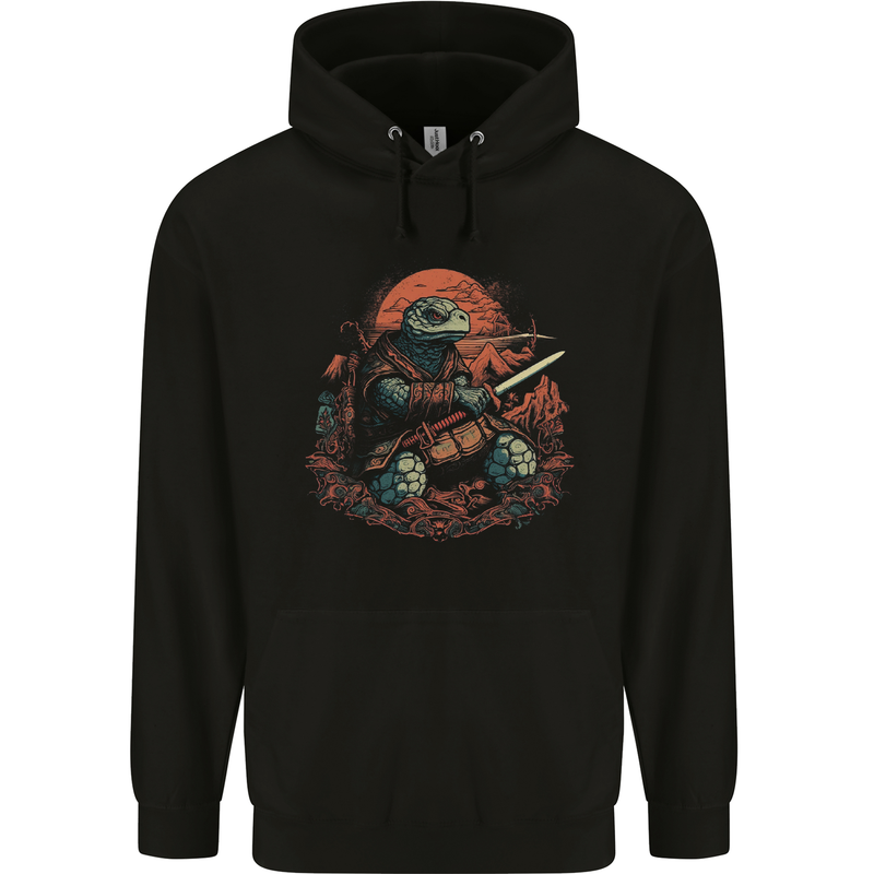 A Fantasy Samurai Turtle Tortoise Childrens Kids Hoodie Black