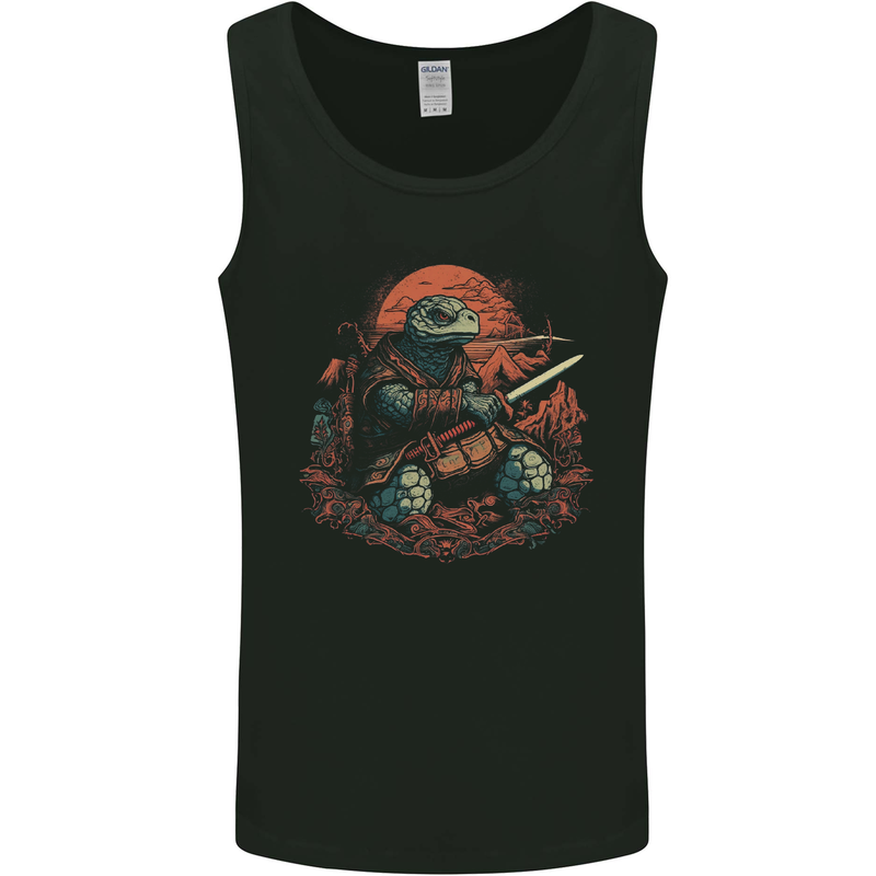 A Fantasy Samurai Turtle Tortoise Mens Vest Tank Top Black