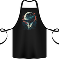 A Fantasy Whale & Moon Alien Mystic Cotton Apron 100% Organic Black