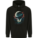 A Fantasy Whale & Moon Alien Mystic Mens 80% Cotton Hoodie Black