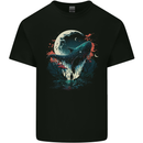 A Fantasy Whale & Moon Alien Mystic Mens Cotton T-Shirt Tee Top Black