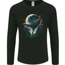 A Fantasy Whale & Moon Alien Mystic Mens Long Sleeve T-Shirt Black