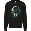 A Fantasy Whale & Moon Alien Mystic Mens Sweatshirt Jumper Black