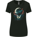A Fantasy Whale & Moon Alien Mystic Womens Wider Cut T-Shirt Black