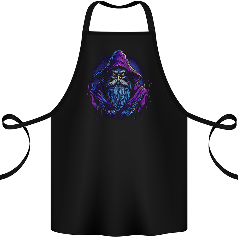 A Fantasy Wizard Owl Cotton Apron 100% Organic Black