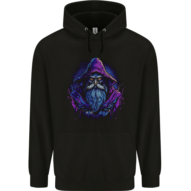 A Fantasy Wizard Owl Mens 80% Cotton Hoodie Black