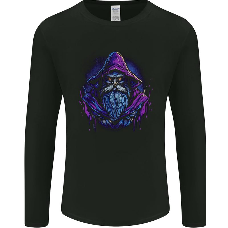 A Fantasy Wizard Owl Mens Long Sleeve T-Shirt Black
