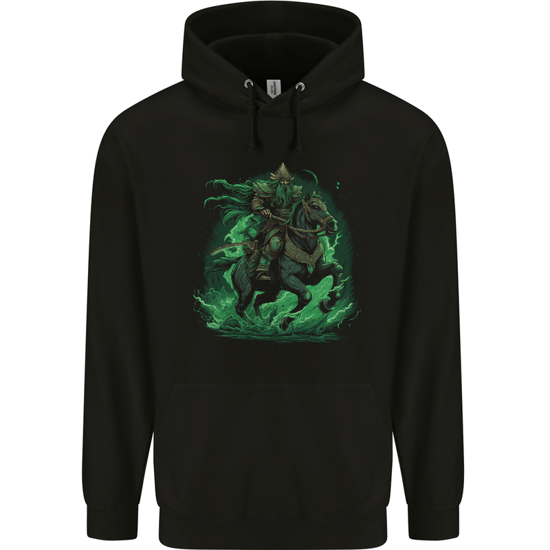 A Fantasy Wizard on Horseback Warlock Magician Mens 80% Cotton Hoodie Black