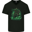 A Fantasy Wizard on Horseback Warlock Magician Mens V-Neck Cotton T-Shirt Black