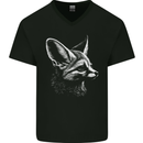 A Fennec Fox Mens V-Neck Cotton T-Shirt Black
