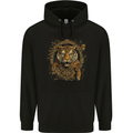 A Ferocious Tiger With a Japanese Background Mens 80% Cotton Hoodie Black