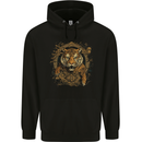 A Ferocious Tiger With a Japanese Background Mens 80% Cotton Hoodie Black