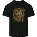 A Ferocious Tiger With a Japanese Background Mens Cotton T-Shirt Tee Top Black