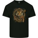 A Ferocious Tiger With a Japanese Background Mens Cotton T-Shirt Tee Top Black