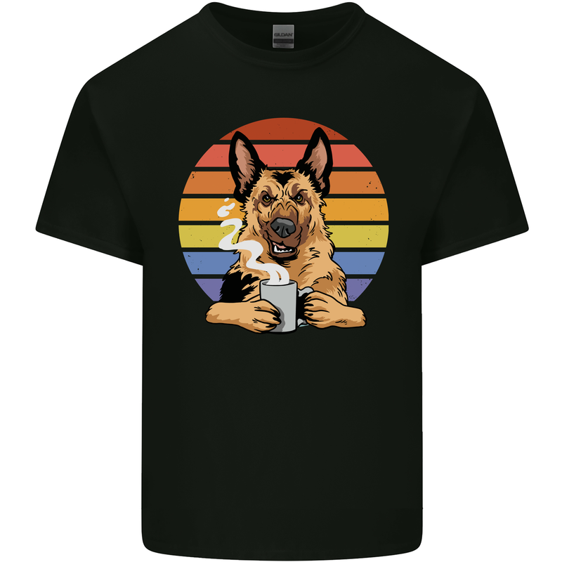 A Fierce German Shepherd Alsatian Coffee Kids T-Shirt Childrens Black