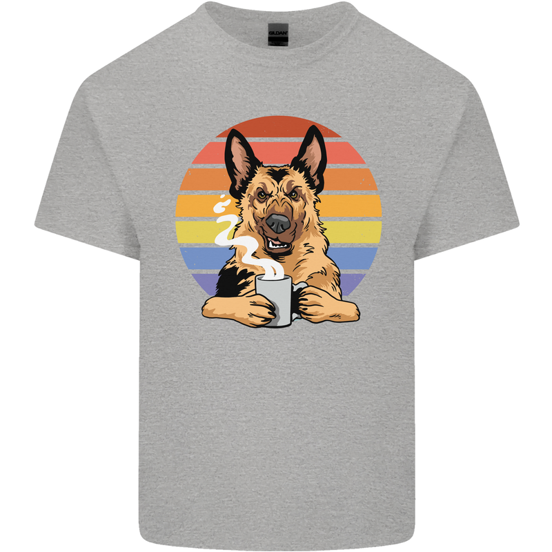 A Fierce German Shepherd Alsatian Coffee Kids T-Shirt Childrens Sports Grey