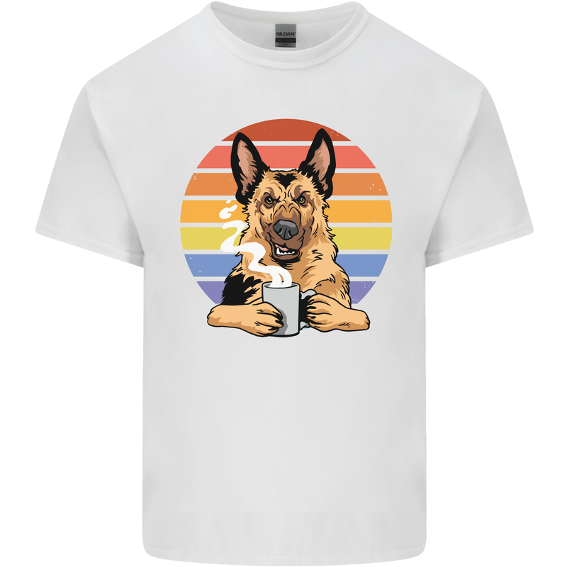 A Fierce German Shepherd Alsatian Coffee Kids T-Shirt Childrens White