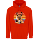 A Fierce German Shepherd Alsatian Coffee Mens 80% Cotton Hoodie Bright Red