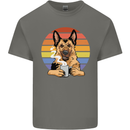 A Fierce German Shepherd Alsatian Coffee Mens Cotton T-Shirt Tee Top Charcoal