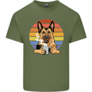 A Fierce German Shepherd Alsatian Coffee Mens Cotton T-Shirt Tee Top Military Green