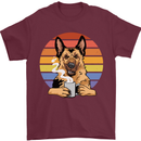 A Fierce German Shepherd Alsatian Coffee Mens T-Shirt 100% Cotton Maroon
