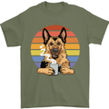 A Fierce German Shepherd Alsatian Coffee Mens T-Shirt 100% Cotton Military Green