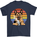 A Fierce German Shepherd Alsatian Coffee Mens T-Shirt 100% Cotton Navy Blue