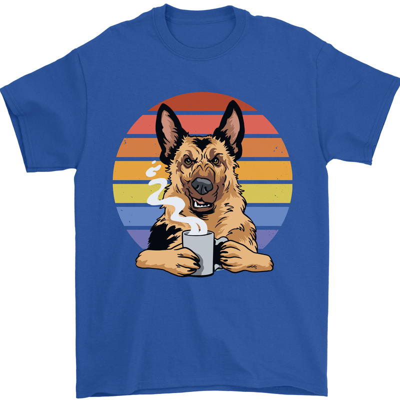 A Fierce German Shepherd Alsatian Coffee Mens T-Shirt 100% Cotton Royal Blue