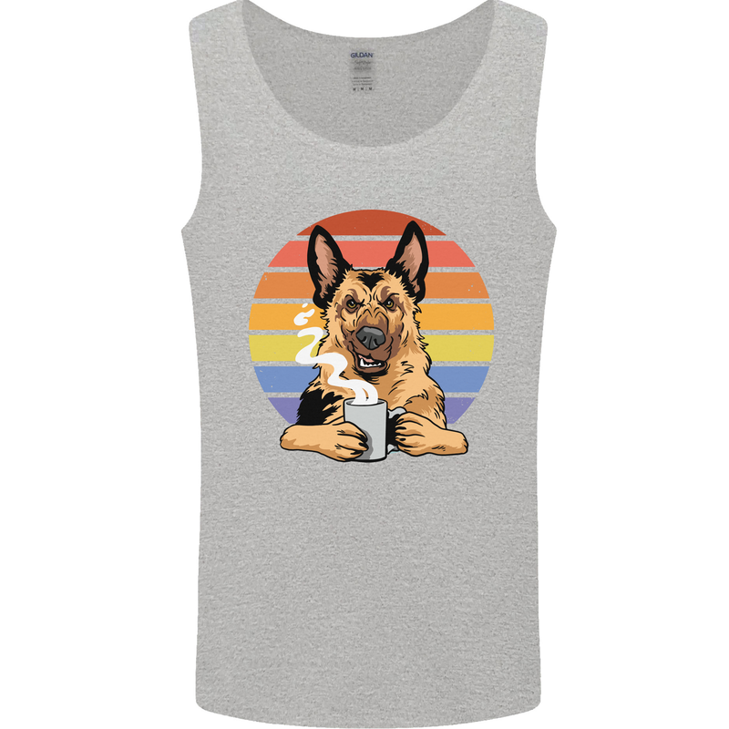 A Fierce German Shepherd Alsatian Coffee Mens Vest Tank Top Sports Grey